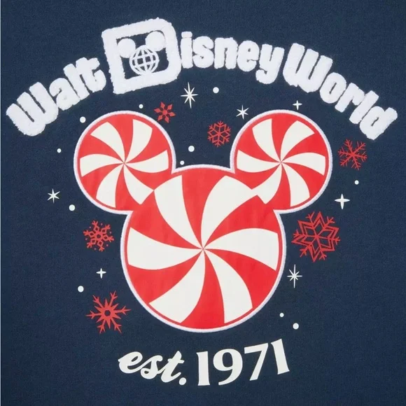 Disney Mickey Mouse Icon Peppermint Swirl Sweatshirt - Holiday Pullover WDW - Picture 3 of 6